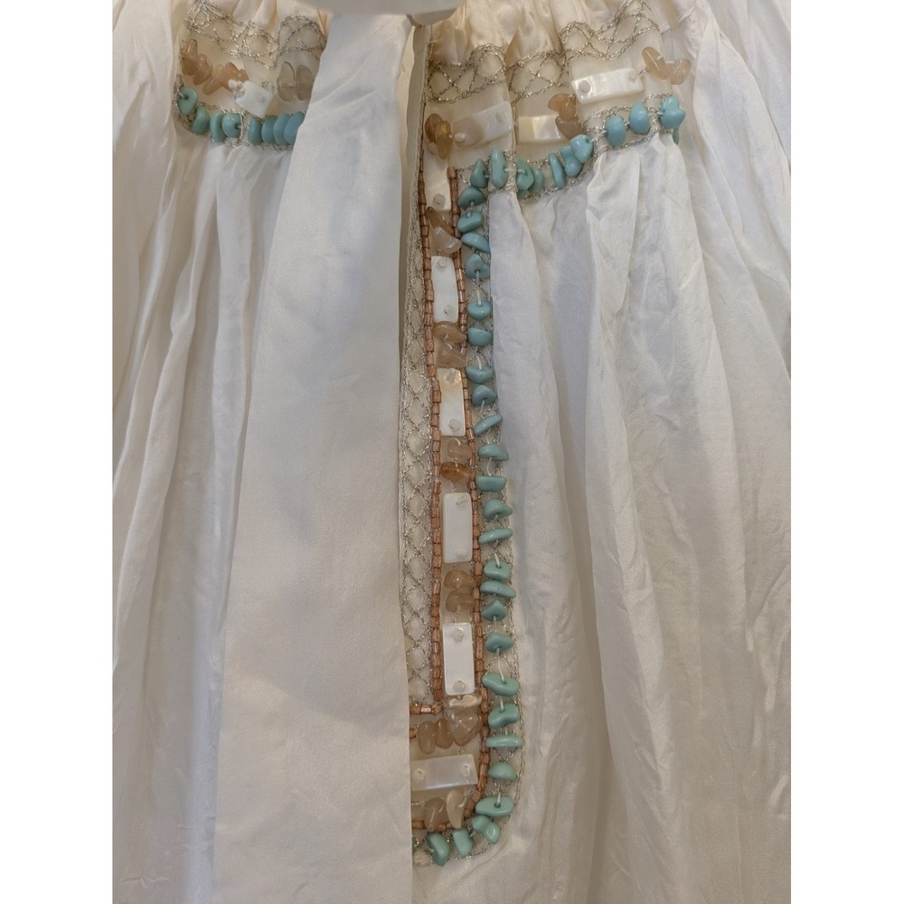 NEW Karen Kane Blouson Top Women's S White Silk Beaded Shell Trim Indian Summer - Picture 4 of 12